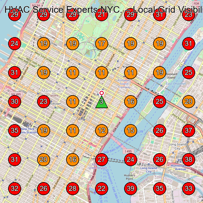 HVAC Service Experts NYC. GeoGrid visibility map for Hvac Contractor in New York